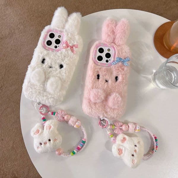 New Arrival New cute 3D rabbit plush phone case for autumn and winter warm phone case suitable for iPhone 16 Pro Max Z241209
