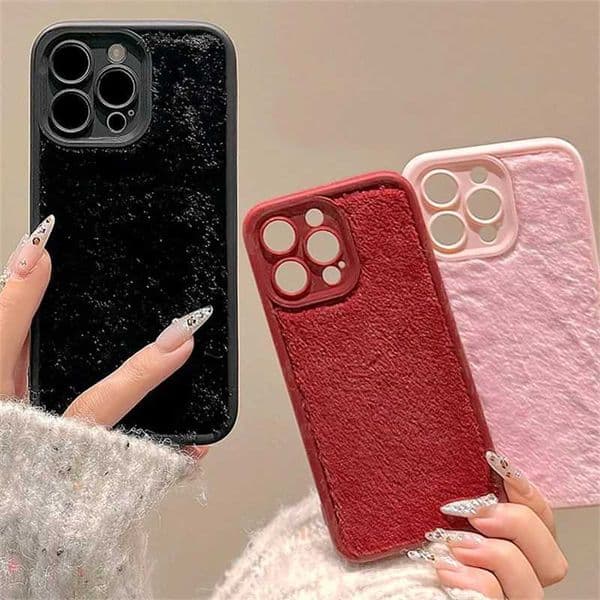 New Arrival Korean Cute Plush Warm Phone Case Suitable for iPhone 16 15 13 12 11 Pro Max 16 15 Plus Lens Protection Shockproof Back Cover Z241209