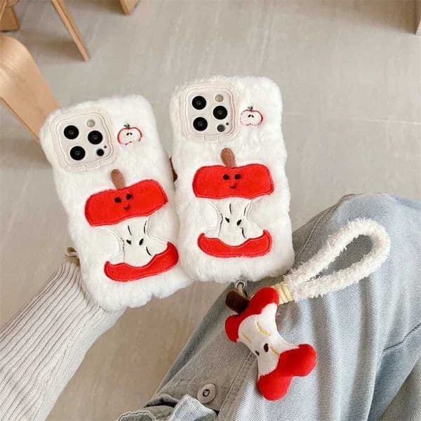 Hot Sale Plush plush toy soft back cover suitable for iPhone 16 15 14 13 Pro Max 14 Plus 15 Plus warm and cute cartoon pendant phone case T241209