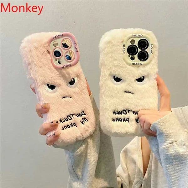 Korean Cute Fluffy Camera Lens Phone Case iPhone 16 15 14 Plus 13 12 Pro Max Girl Cover Tpu Soft Plush Coque M241209