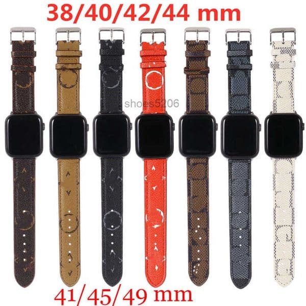 Smart Straps designer Luxury Apple Watch Band 38 40 41 42 44 45 49 mm Flower Leather Watchs Strap Wristband for Iwatch 8 7 6 5 4 SE Designer Watchbands 7EVS