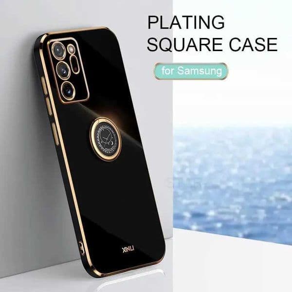 Hot Sale Gold plated ring holder case for Galaxy Note 20 Ultra 5g 2021 black soft silicone cover T241209