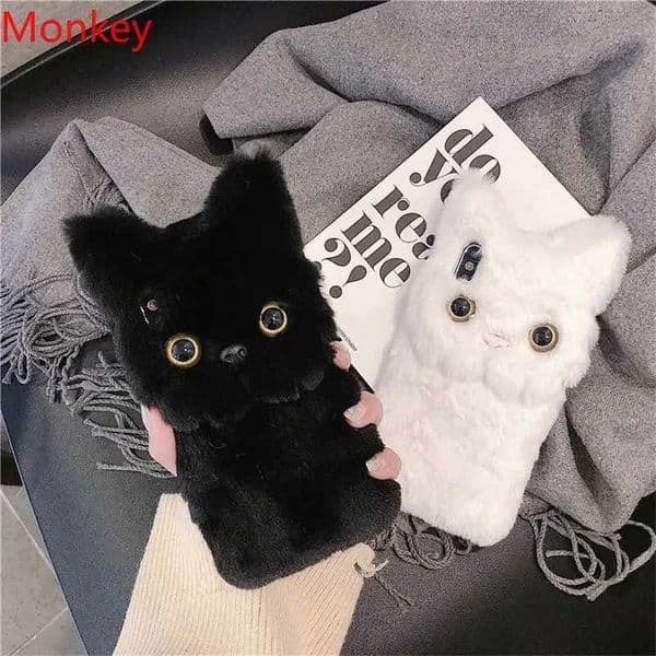 Hot Sale 3D cute plush cat case suitable for Galaxy S24 Ultra S23 FE A55 A35 A25 A15 A05 A04 A14 A34 A54 M21 M31 A42 fluffy soft cover T241209