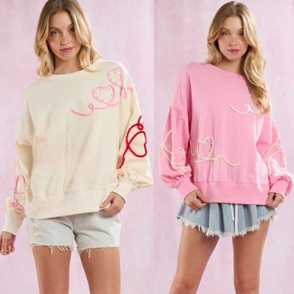 Autumn Winter European And American Clothing Valentine's Day Heart-Shaped Embroidery Pearl Decoration Top Sweet Hoodie Women's Fashion Quality Classic B2
