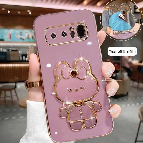 Hot Sale Suitable for Galaxy Note 8 phone case with soft silicone coating cartoon rabbit folding stand makeup mirror holder cover T241209
