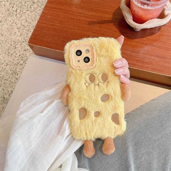 New Arrival Soft plush camera case for iPhone 16 15 13 Pro Max 14 Plus 15 Plus cute cheese cartoon fur Z241209