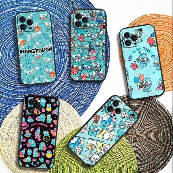 New Arrival Miniso H-Hangyodon Cute Phone Case Suitable for iPhone 12 11 14 13 16 Max Plus Pro Black Soft Silicone Cover Z241209