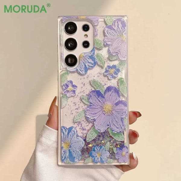 Oil painted floral pattern luminous box suitable for S20 S21 FE S22 S23 Note20 Ultra Note10 Plus A72 A73 A52 A14 TPU covers M241209