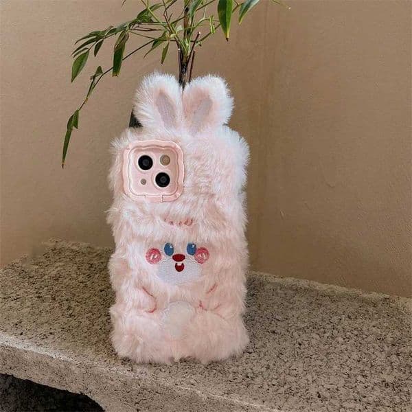 Hot Sale Cute plush rabbit cover suitable for iPhone 16 15 14 13 Pro Max 14 Plus 15 Plus Warm and cute fluffy camera protection phone case T241209