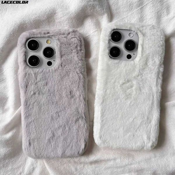 New Arrival Luxury winter warm fluffy fur bumper case suitable for iPhone 16 15 14 13 12 Pro Max Armor shock-absorbing skin friendly plush back cover Capa Z241209
