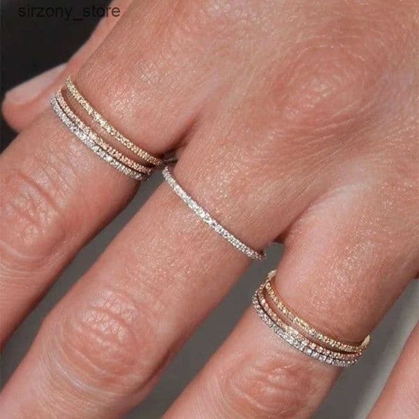 Band Rings Tiny Delicate Micro Pave Zircon Ring for Womens Fashion Crystal Daily Date Womens Stackable Ring Fashion Jewelry R133 J241209