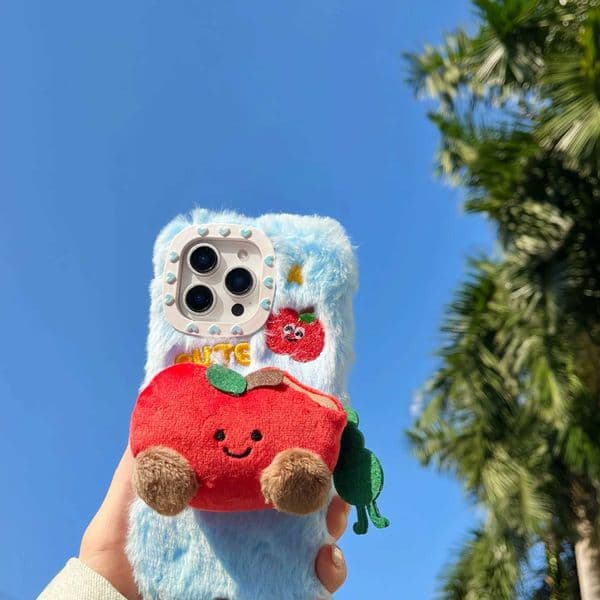 Hot Sale 3D Cartoon Fun Plush Red Phone Case iPhone 16 Promax 15 14 13 11 Protective Case Winter Gift T241209