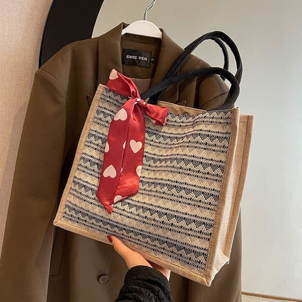 Ethnic style en tote for women in 2024 new large capacity fashionable mommy bag, class one shoulder bag