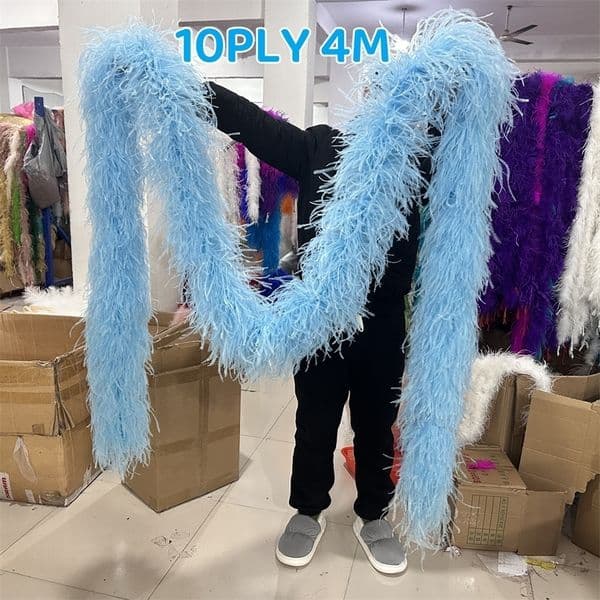 4-meter-thick Ostrich Boa feather 2 6 8 10 20PLY thick Ostrich Boa fluffy feather decoration for clothing and wedding decoration Plumas Shawl 241206