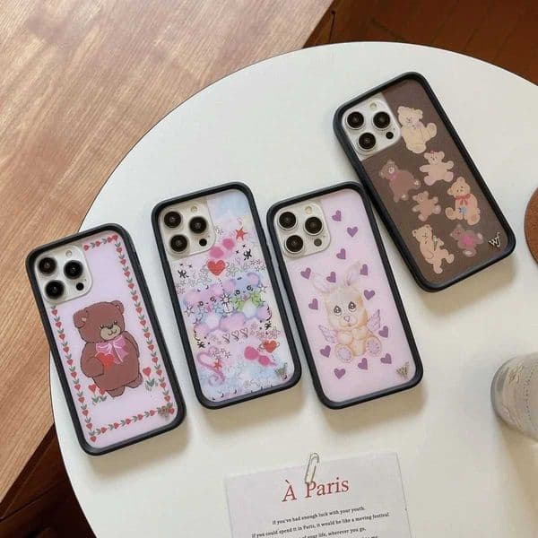 New Arrival Wildflower 3D Cartoon Cute Baby Bear Angel Shockproof Phone Case iPhone 12 13 14 15 Pro 16 Pro Max 14Pro WF Soft Edge Cover Z241209