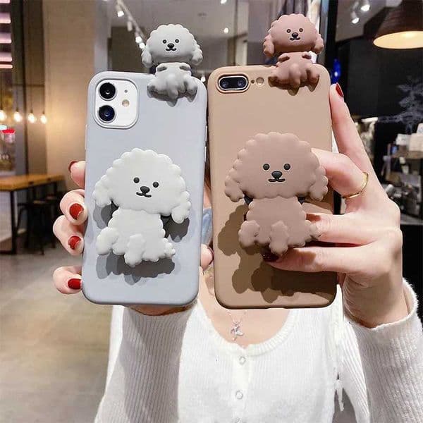 New Arrival Designer Phone Case For Galaxy S22 Plus S22FE S20FE S21 ultra A52 A72 A32 4G A22 5G A12 Stand Cover 3D Cute Cartoon Dog Stand Phone Case Z241209