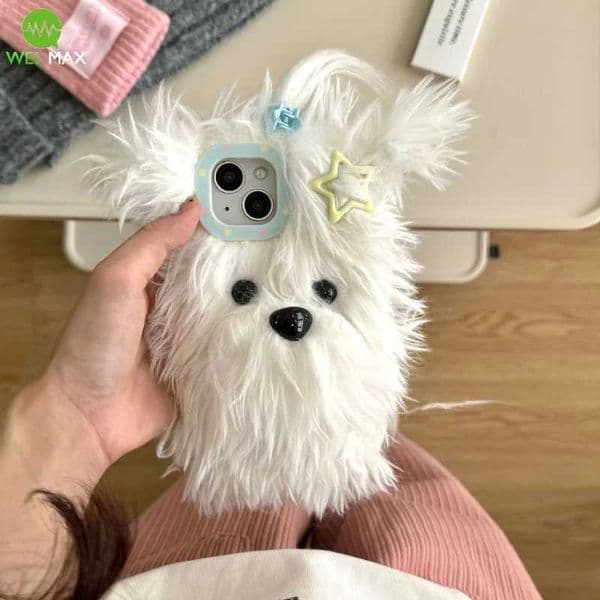 Hot Sale Winter Plush Cute Western Highland Dog Phone Case iPhone 16 15 14 13 Pro Maximum Shock and Fall Protection Cartoon T241209