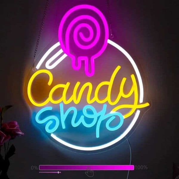 Candy store neon wall decoration with dimmable LED lollipop store decoration glowing candy party decoration Halloween birthday gift X241210
