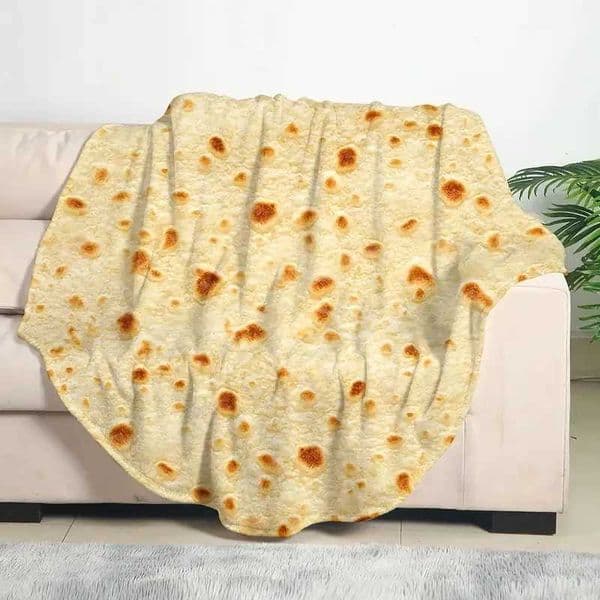 1pc Soft and Warm Mexican Tortilla Print Flannel Blanket for Couch Sofa Office Bed Camping and TravelingXJ241210