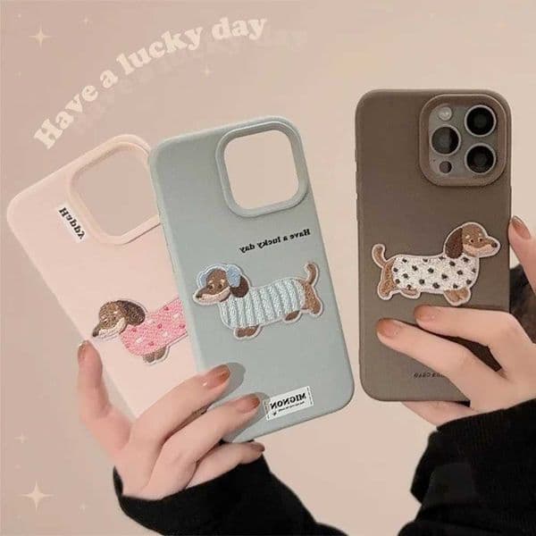 Hot Sale Ins 3D shell dog and puppy soft silicone phone case suitable for iPhone 15 12 Promax 13 14 16 Pro Max Plus plug back cover T241209
