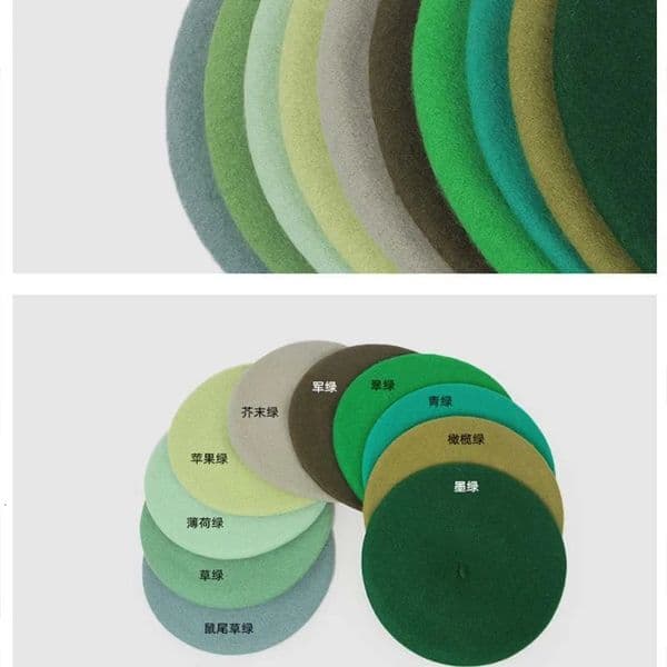 Green wool beret Japanese retro hat painters hat flower bud hat winter retro hat keep warm and cute casual hat womens beret 241209