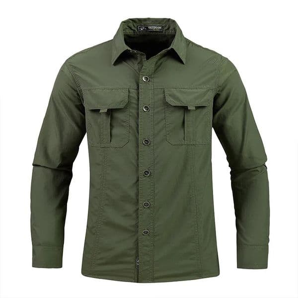 Mens Summer Tactical Long Sleeve US Outdoor Multi Pocket Army Green Waterproof Camping Fishing Cargo Shirt 241209
