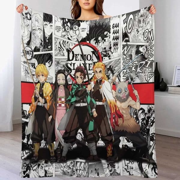 Demon Antistatic Soft Blankets Throws Blanket Slayer Fluffy Decorative Anime Custom FleeceXJ241210