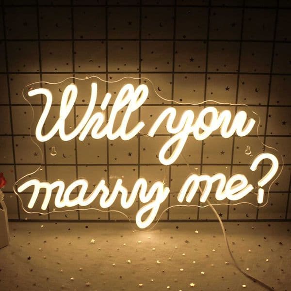 Would you be willing to marry me? Neon Sign Letter LED Light Romantic Wedding Mariag Boda Party Decoration Suggestions Room Decoration Wall Art Lights X241210