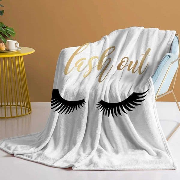 Long Eyelashes Printed Throw Blanket Plush Fluffy Flannel Fleece Blanket Soft Throws for Sofa Couch and BedXJ241210