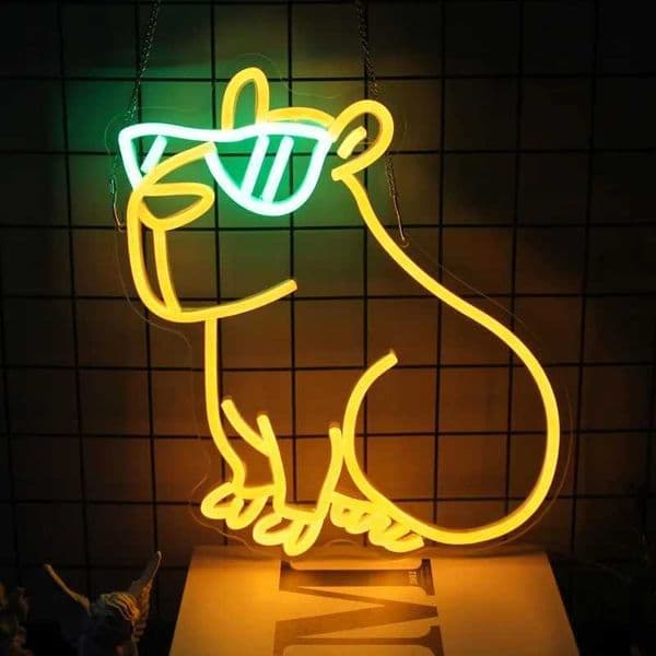 XM Cool Capybara neon wall mounted decoration with cute animals glass LED wall mounted bedroom childrens room party decoration birthday gift X241210