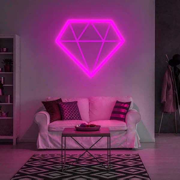 Diamond Neon Sign for DecorationWedding StyleHomeShopBarPartyClub Game RoomWall Decor Neon Art LED Light Gift X241210