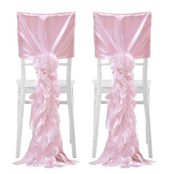 Satin romantic wedding chair cover belt style chair tie strap used for party decoration wedding decoration chair bow belt 241210