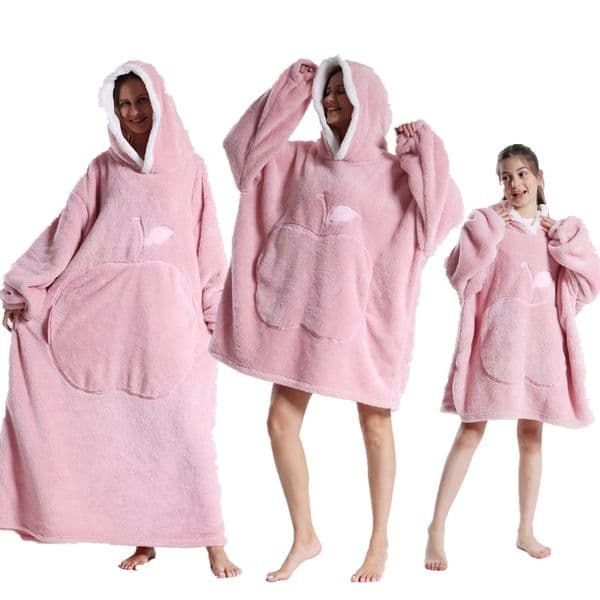 For Child Extra Long Wearable Blankets Winter Flannel Hooded with Full Sleeves Men Women Cozy Soft Throw Adult TV Blanket