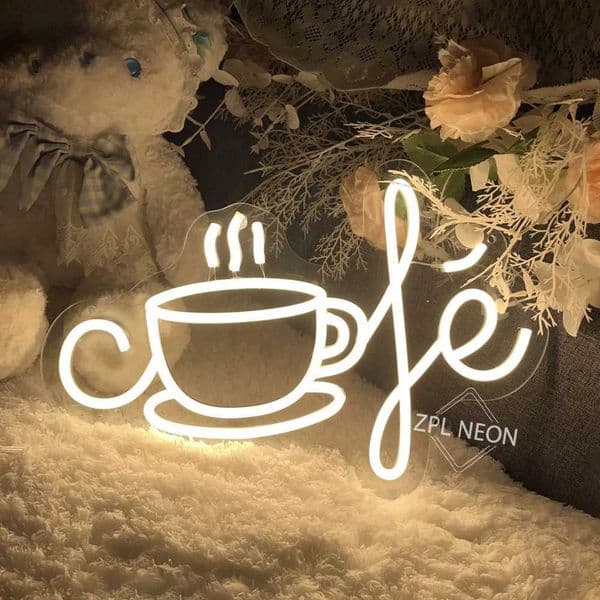 Caf Neon Lights LED Lights Caf Restaurant Room Decoration Wall Neon Lights LED Logo Wardrobe Bar Welcome Open Logo USB X241210