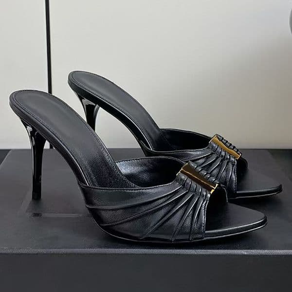 Designer Sandals High heels Luxurvs Designer shoes heels Paris Dress Classics Women 9cm Heels BABYLONE MULES IN SMOOTH LEATHER Pointed Toes Stiletto Heel slipper