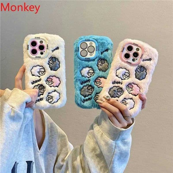 Hot Sale Suitable for iPhone 16 Pro Max 15 14 Plus 13 12 11 Fluffy Soft Phone Cover with Folding Stand T241209