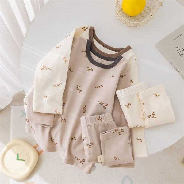 Baby Home Clothing Set 1-5 Y Girls Printed Pajamas 2024 Autumn Boys Cotton Pajamas 2PCS Childrens Underwear W241210