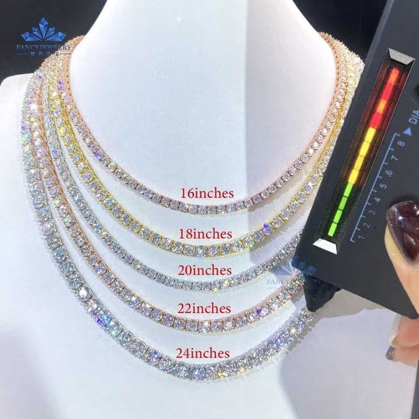 2026 trendy hip hop chains 925 sterling silver diamond necklace 3mm 4mm 5mm 6mm iced out moissanite tennis chain