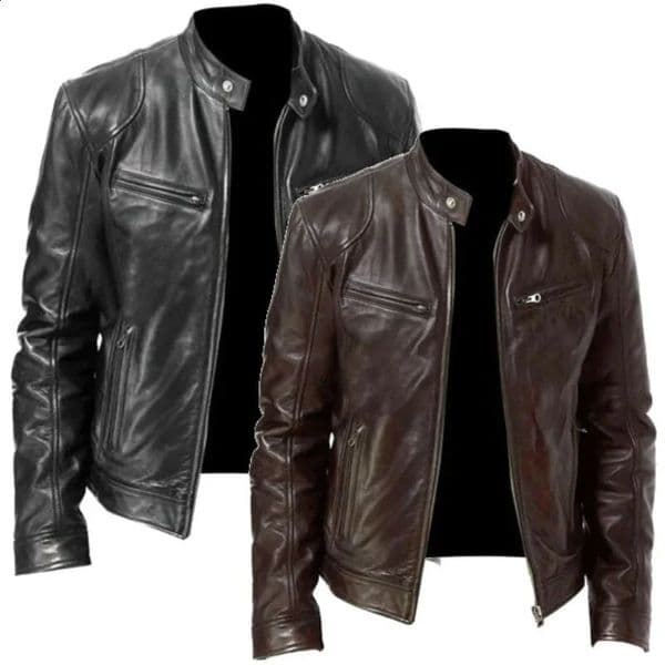 Mens Leather Jacket Bomber Motorcycle Biker Pu Casual Loose Fit Faux For Men 241202Z