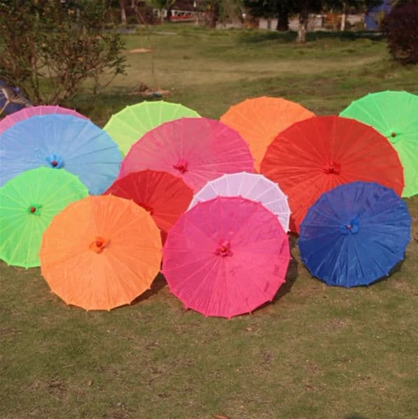 Dance Umbrellas White Pink Parasols Chinese Colored Fabric Umbrella Japanese Silk Props Monogrammable WLL1495 ZZ