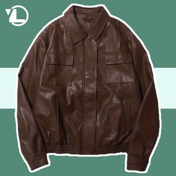 Japanese cargo jacket retro mens hip-hop street clothing Pilot PU leather collar jacket Spring and Autumn motorcycle cool jacket unisex W241211