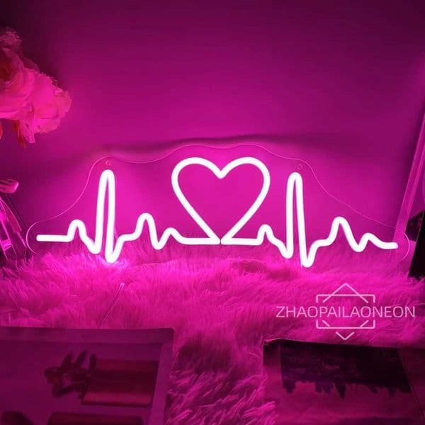 Neon lights LED logo heartbeat line neon lights game room bedroom decoration wall mounted neon lights wedding party decoration bar and club X241210