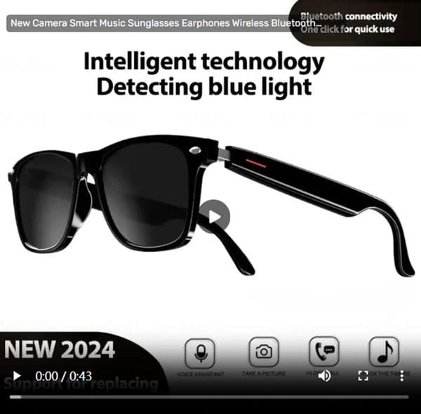 2026 New New Camera Smart Music Sunglasses Earphones Wireless Bluetooth Headset HIFI Sound Headphone Driving Glasses Hands-Free outdoor Call Free Shipping