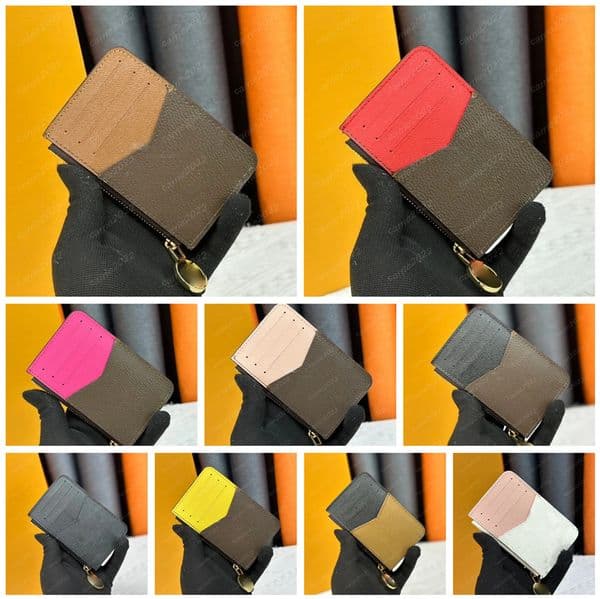 Designer bag Luxury Key Chain holder mini zippy coin purse keychain 81912 Fashion womens mens classic print credit cardholder wallet card case with box Brown flower