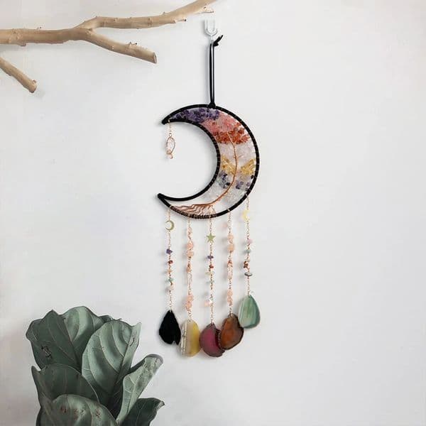 Hanging Crystals Stone Crystal Suncatcher Moon Rainbow Ornament Garden Patio Porch Balcony Window Home Decor Gift 241210
