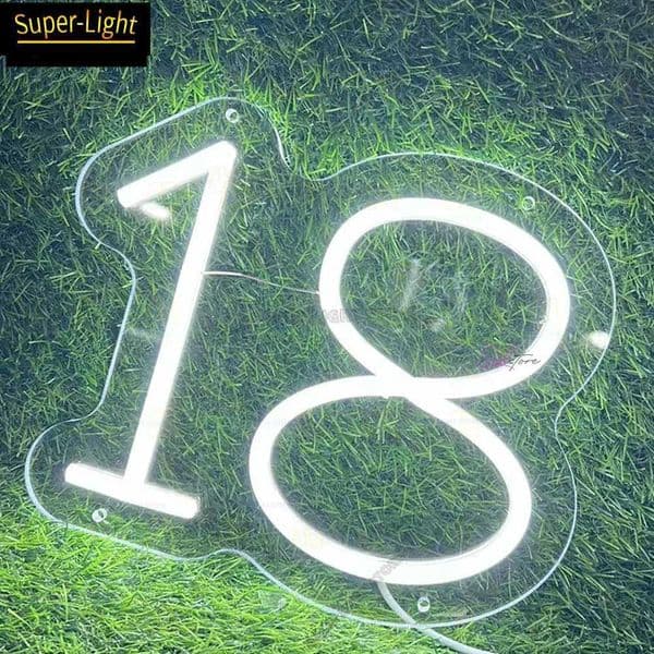 Customized LED digital 18 neon wall decoration with illuminated signs for wedding decoration first birthday party digital lights childrens birthday gifts X241210