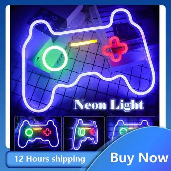 Game Shape Neon Sign Neon LED Neon Sign for Wall Decoration 16 inch x 11 inch Gamepad Neon Sign for Bedroom Childrens Game Area X241210