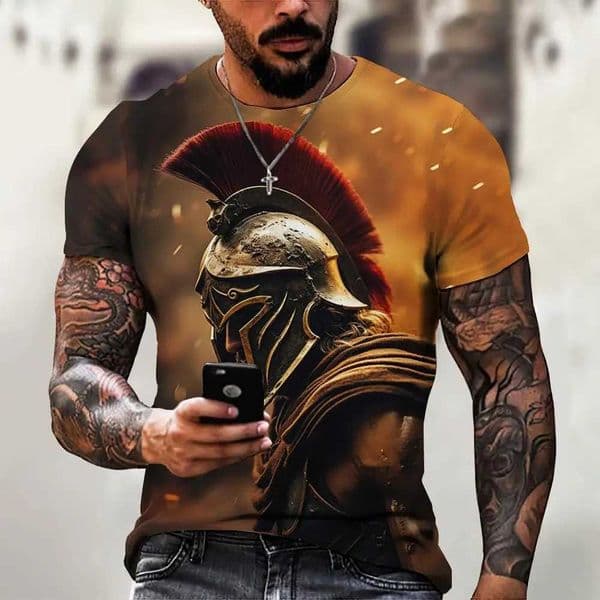 Sparta Graphic Tee Mens T-shirt for Men Clothing Oversized Tee Shirt Man T-shirt 3D Print Summer Tops Casual Short Sleeve StreetXJ241210