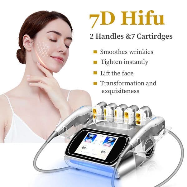 Professional 7D Skin Rejuvenation Ant-aging High Intensity Focused Ultrasound Machine 7 Cartridges RF Wrinkle Removal Body Slimming HIFU Salon