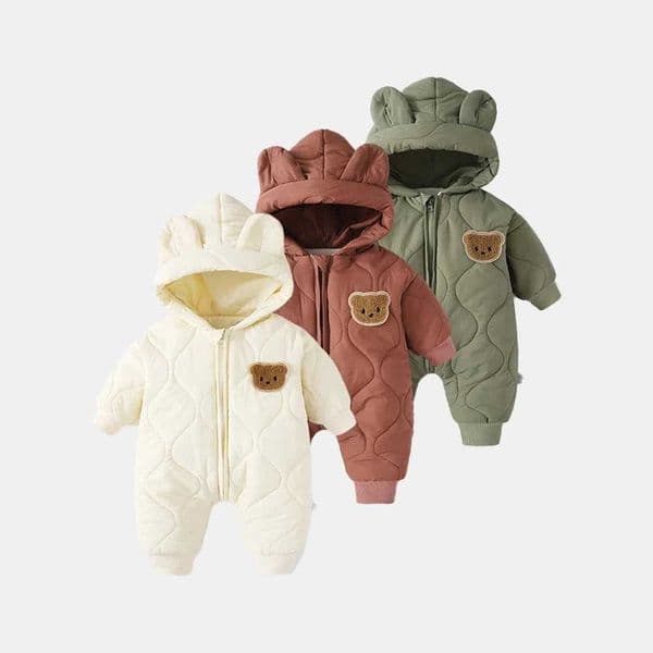 2026 New Designer Winter Clothing With Fur Lining Warm And Thick Preschool Girls Cartoon Bear Baby Baby Jumpsuit Newborn Coat Free Shipping